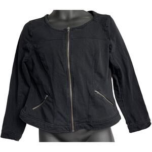 One World Live Jacket Size L Black Full Zip Cotton Blend Minimalist Indie Sleaze